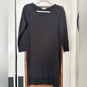 James Perse Raglan Sweatshirt Dress in Charcoal